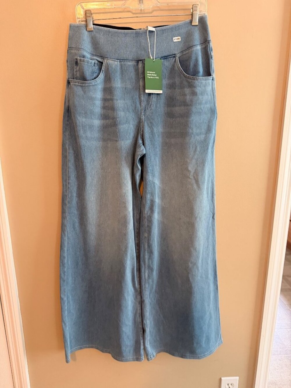 Halara Size Large Wide Leg Jeans High-Waisted Stretch Denim light Blue Large - Picture 7 of 8